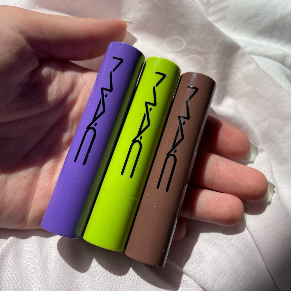 MAC Cosmetics Lipstick Trio - Purple, Lime Green, Brown